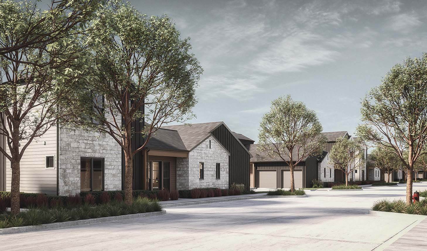 a rendering of the new homes at The  ParcHAUS